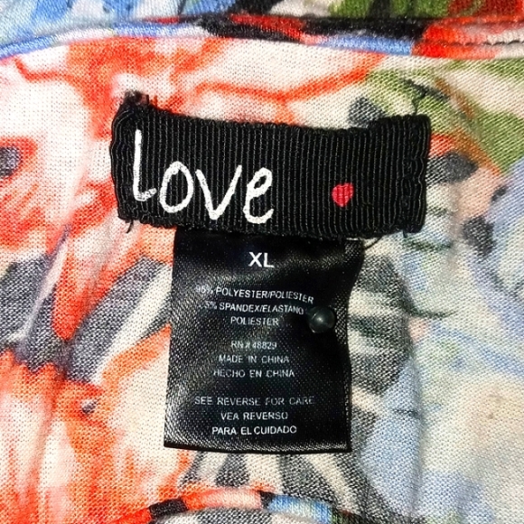 Love Floral Leopard Print Cropped Half Shirt Size XL - Picture 8 of 8